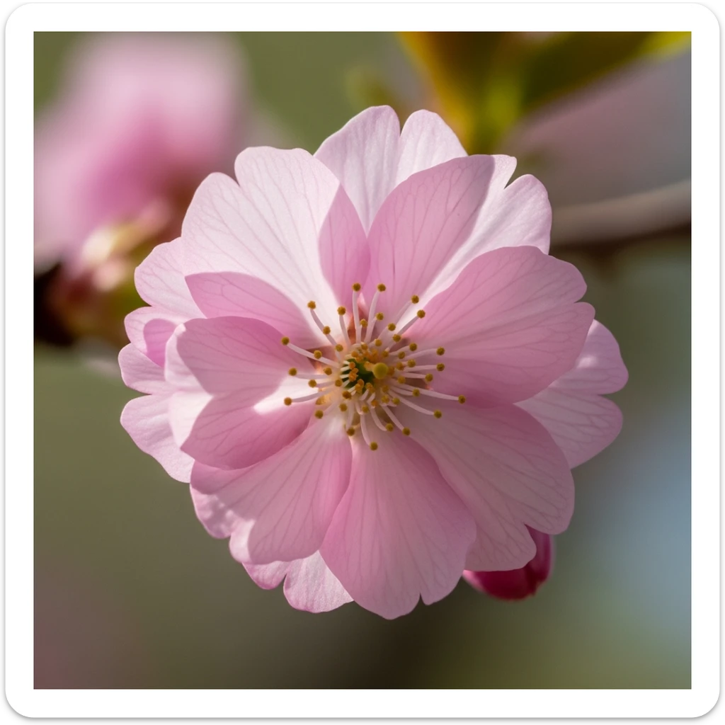 single pink cherry blossom flower, no background sticker