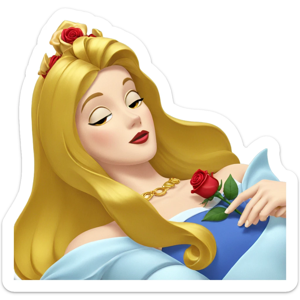 blonde princess with red rose sticker