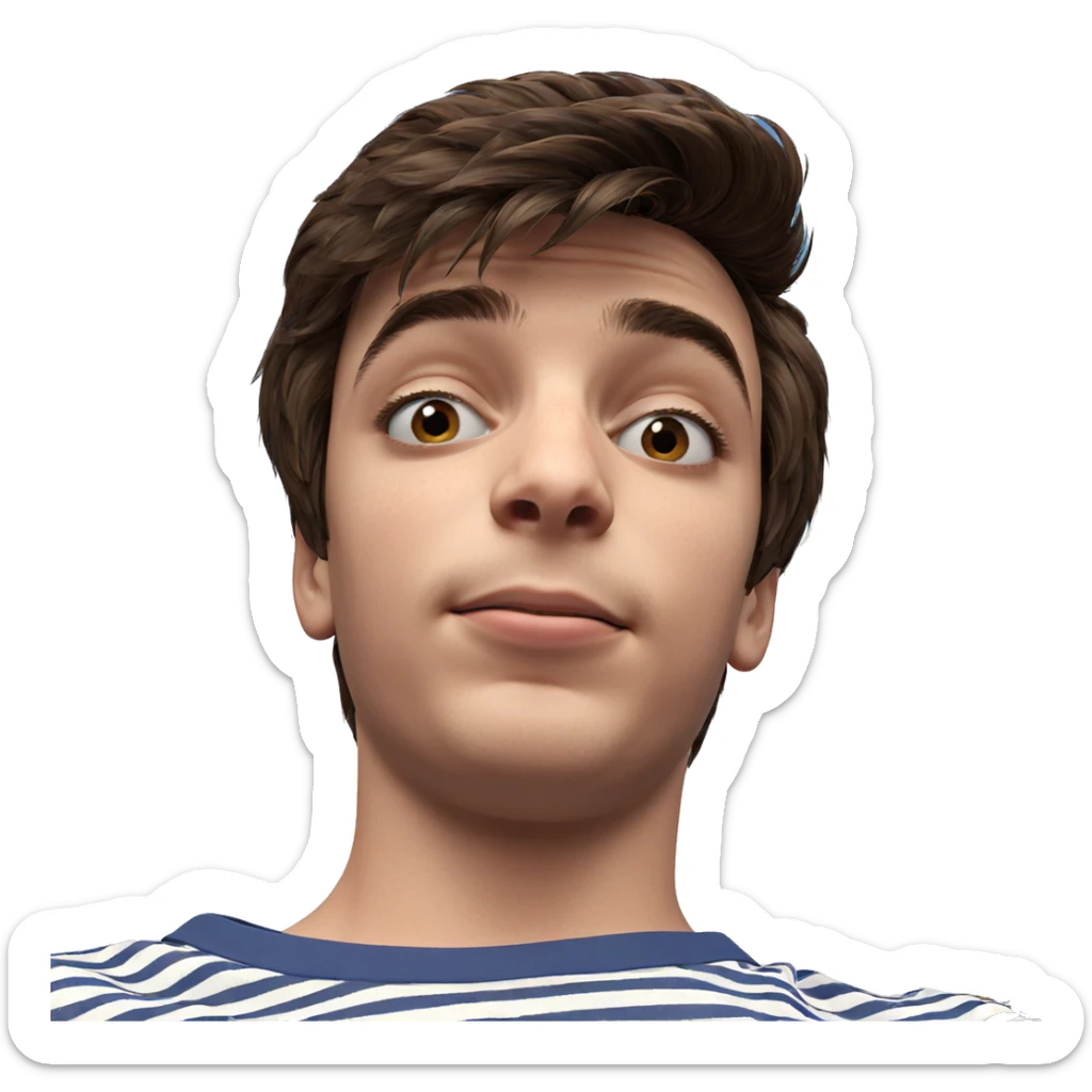 portrait of a brown haired boy sticker