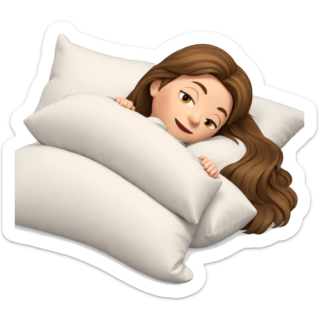 smiling girl with pillow relaxing sticker