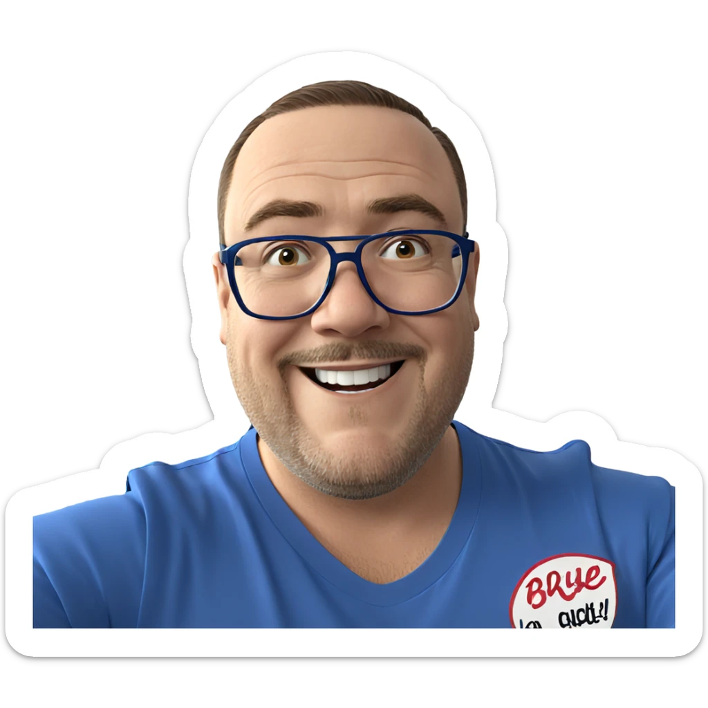 smiling guy in blue shirt sticker