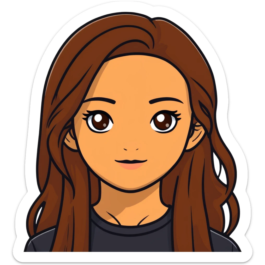 fair medium tan skin girl with hazel eyes and brown long hair sticker