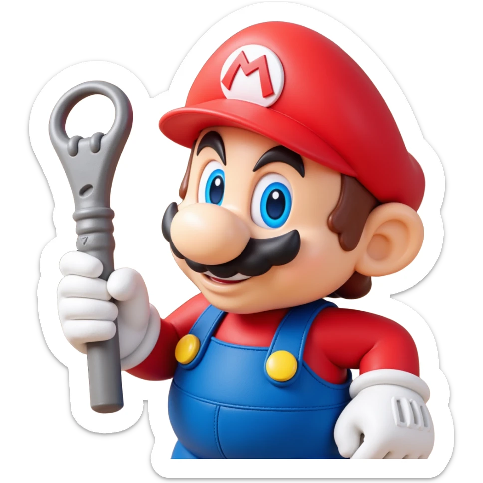 a worker in factoryA 3D-rendered head of a character inspired by Super Mario, facing slightly from front-left to right. The head should include his signature red cap with an ‘M’ sticker
