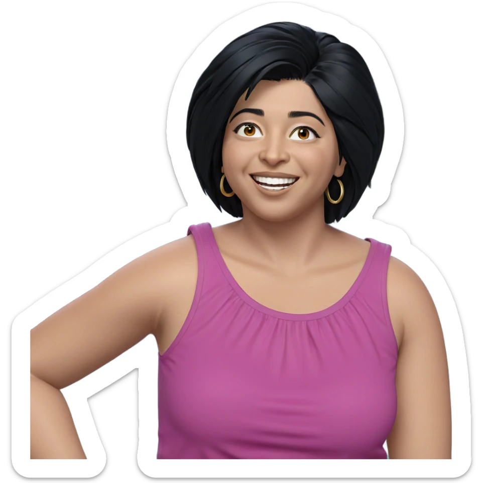 smiling girl with black hair sticker