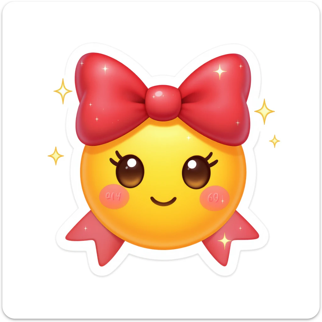 bow emoji, cute and shiny, with sparkles sticker