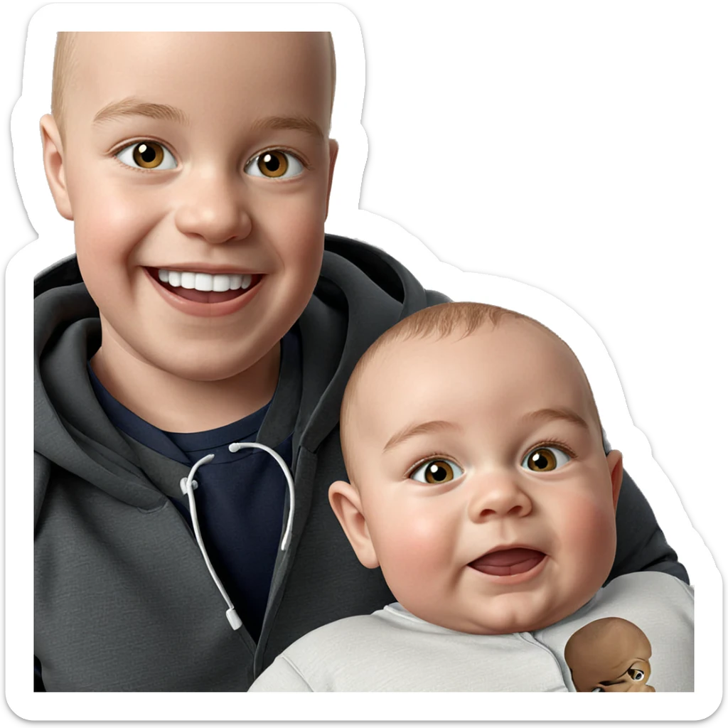 bald baby boys smiling together sticker