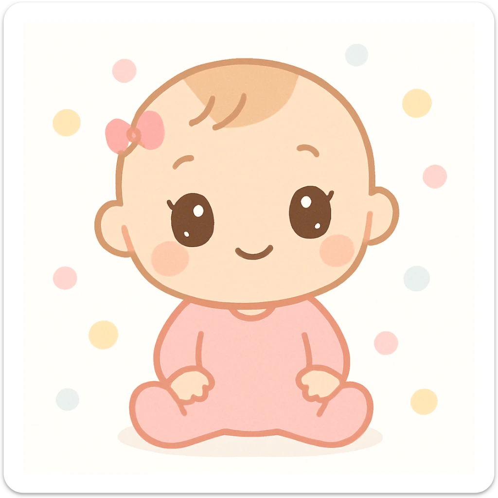 baby girl, cartoon style, big eyes, pink outfit sticker
