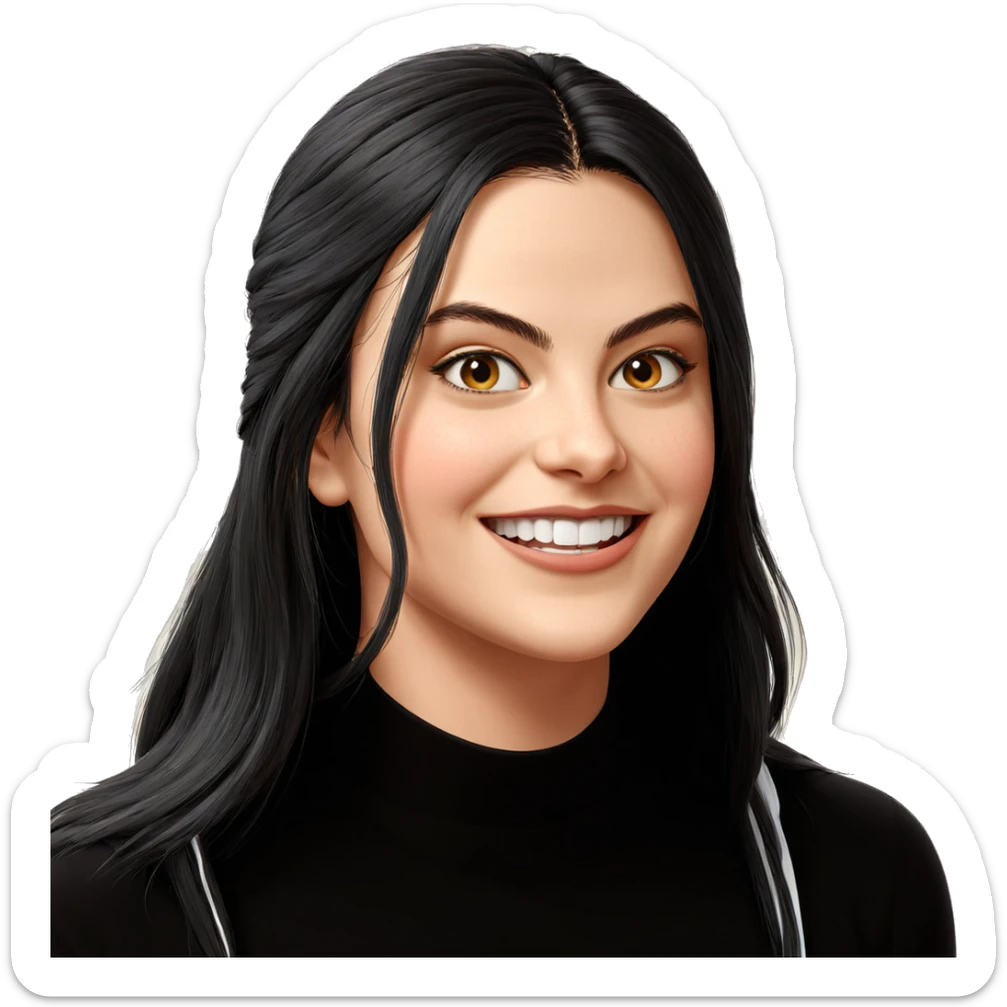 smiling girl with long hair sticker