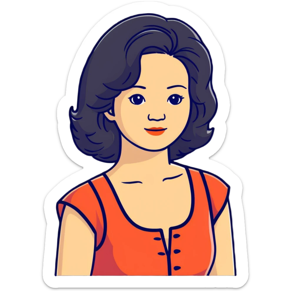 Teresa Teng legendary singer with classic 70s-80s style, chest up portrait sticker