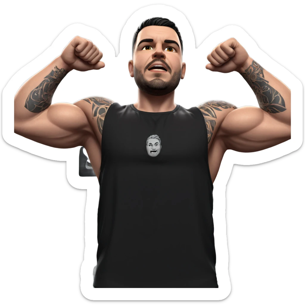 muscular guy with tattoos sticker