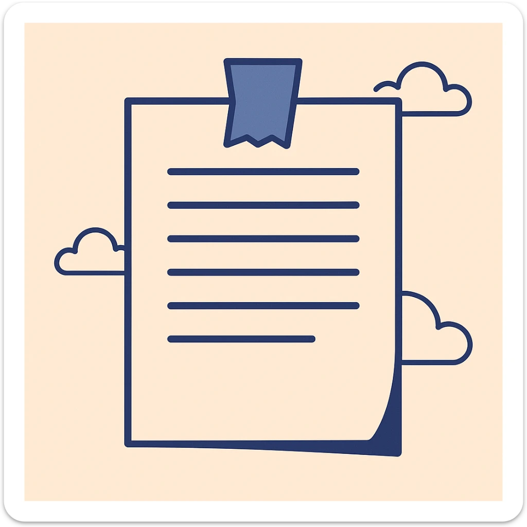 simple illustration of a sheet of paper with adhesive tape stuck at the top sticker