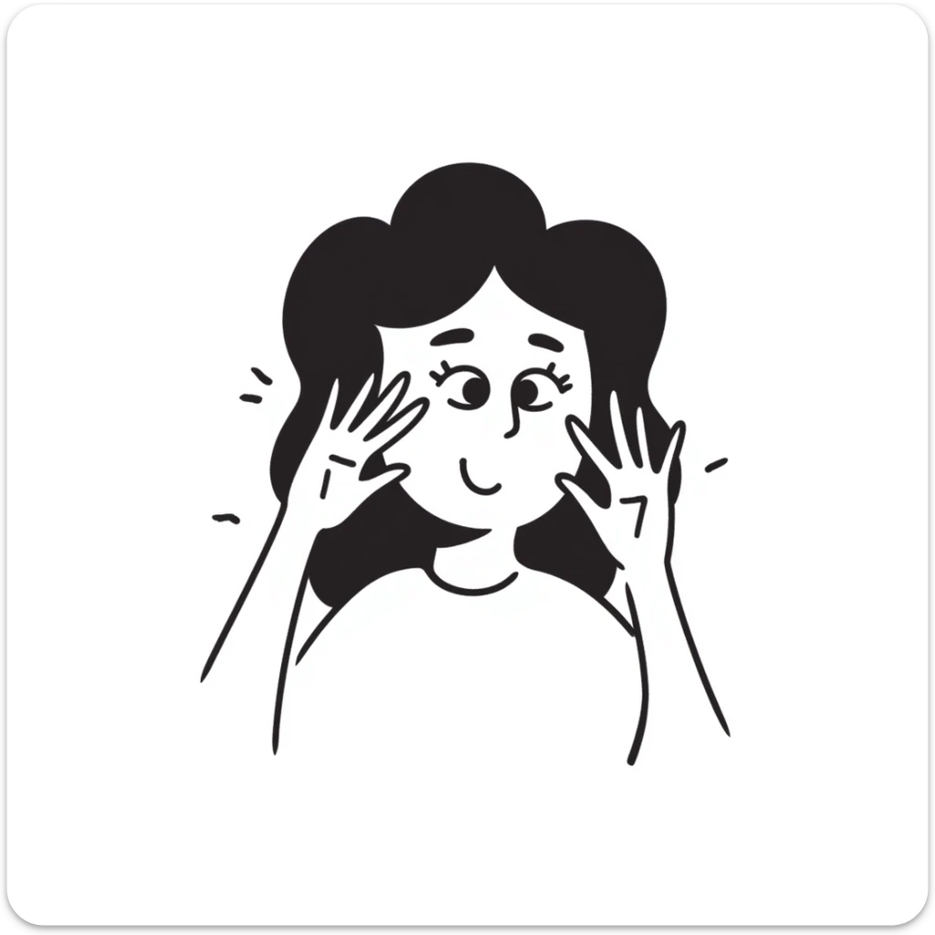 hand-drawn doodle of a person peeking through their fingers, sketchy lines sticker