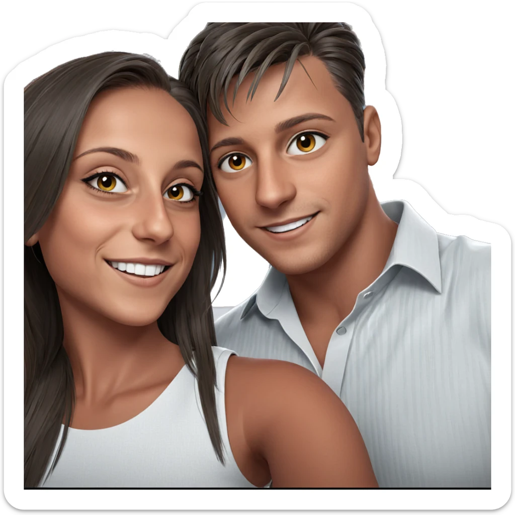 smiling couple with stylish attire sticker