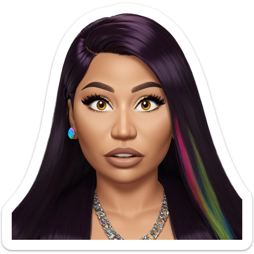 girl with multicolored hair sticker