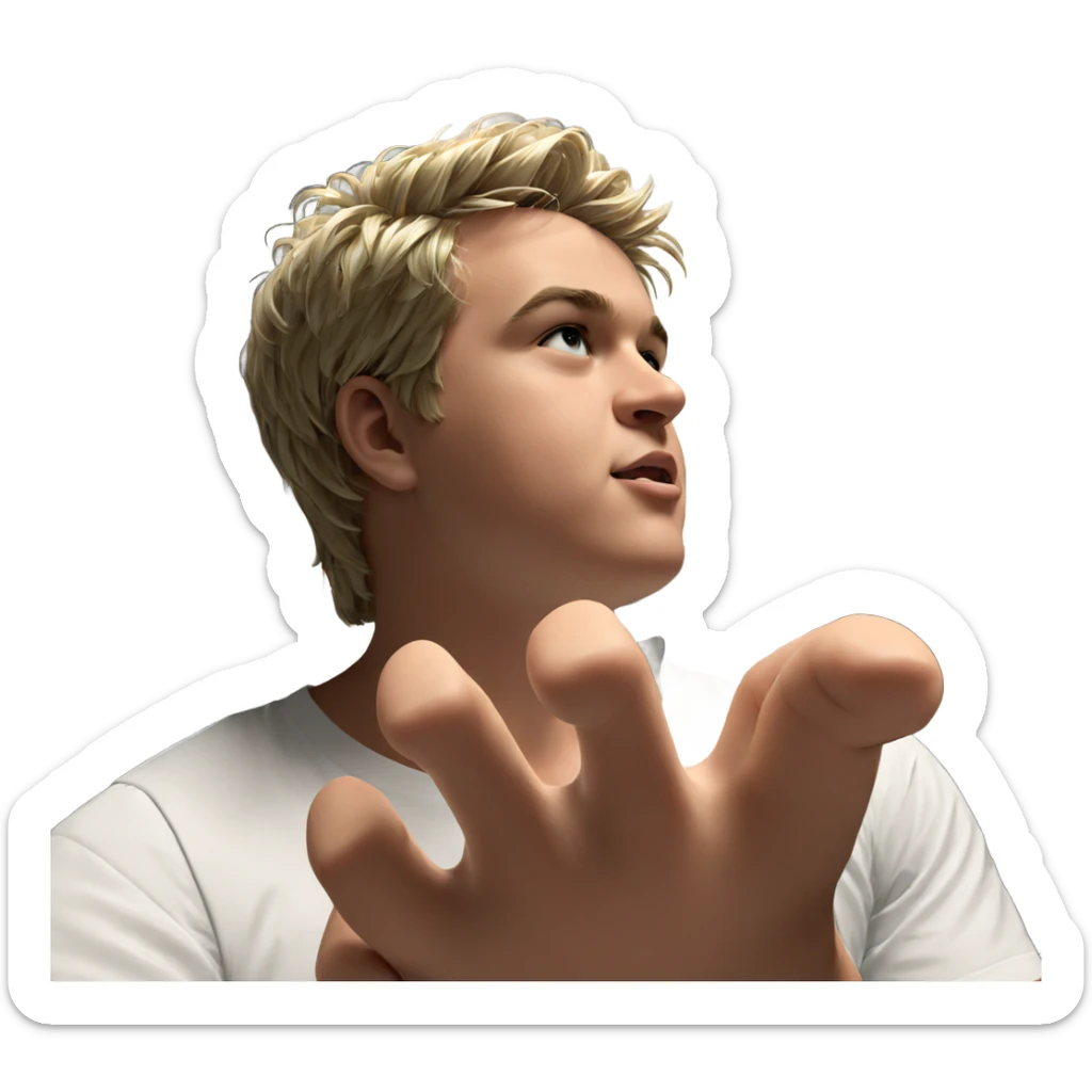 blonde boy in white shirt sticker