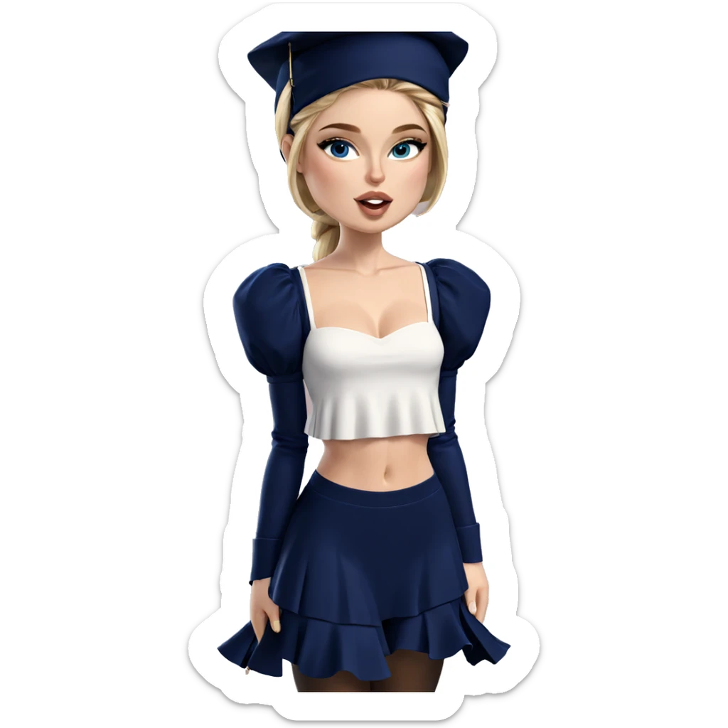 blonde girl in blue outfit sticker