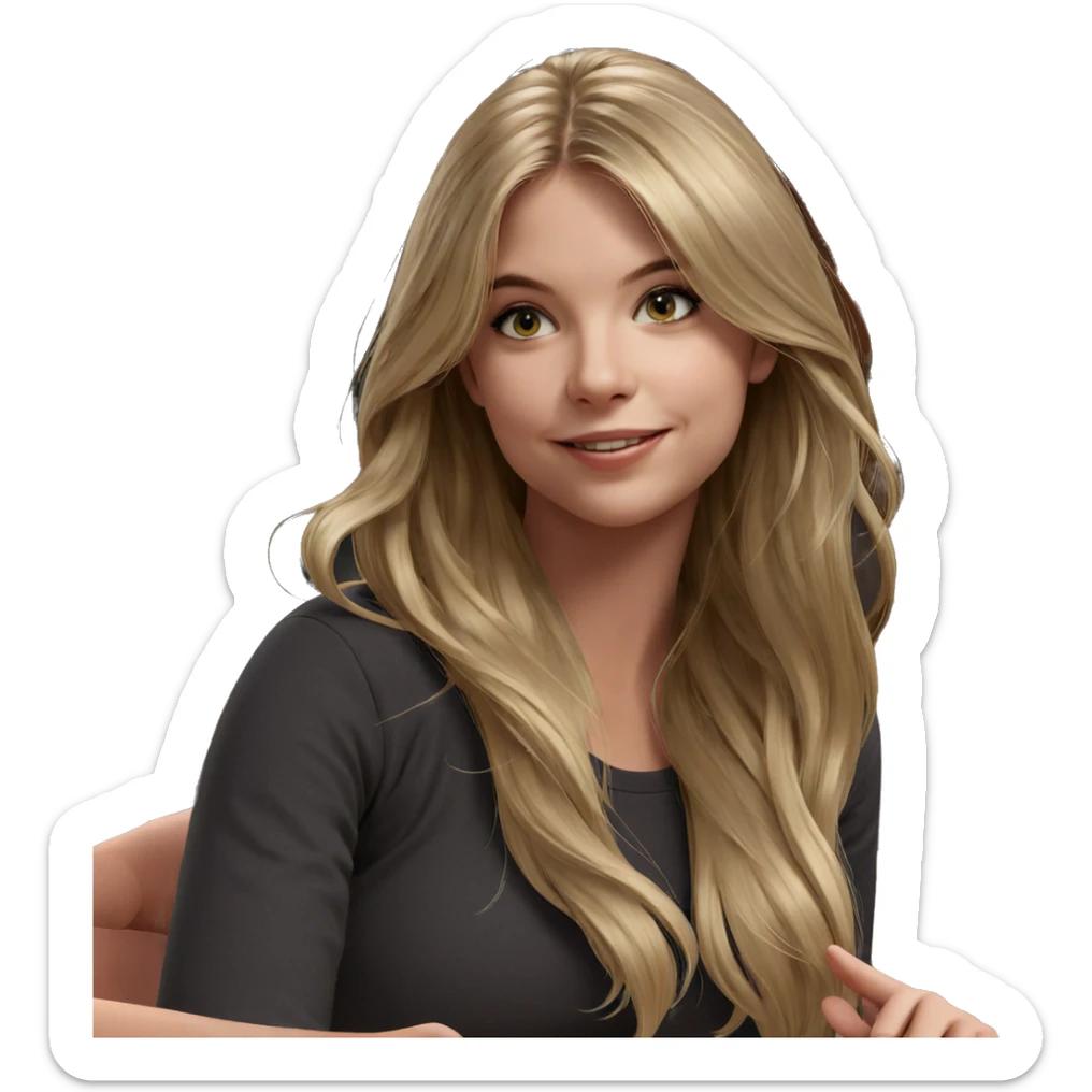 smiling girl with long blonde hair sticker