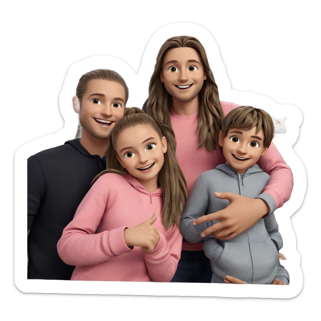 smiling friends with long hair sticker