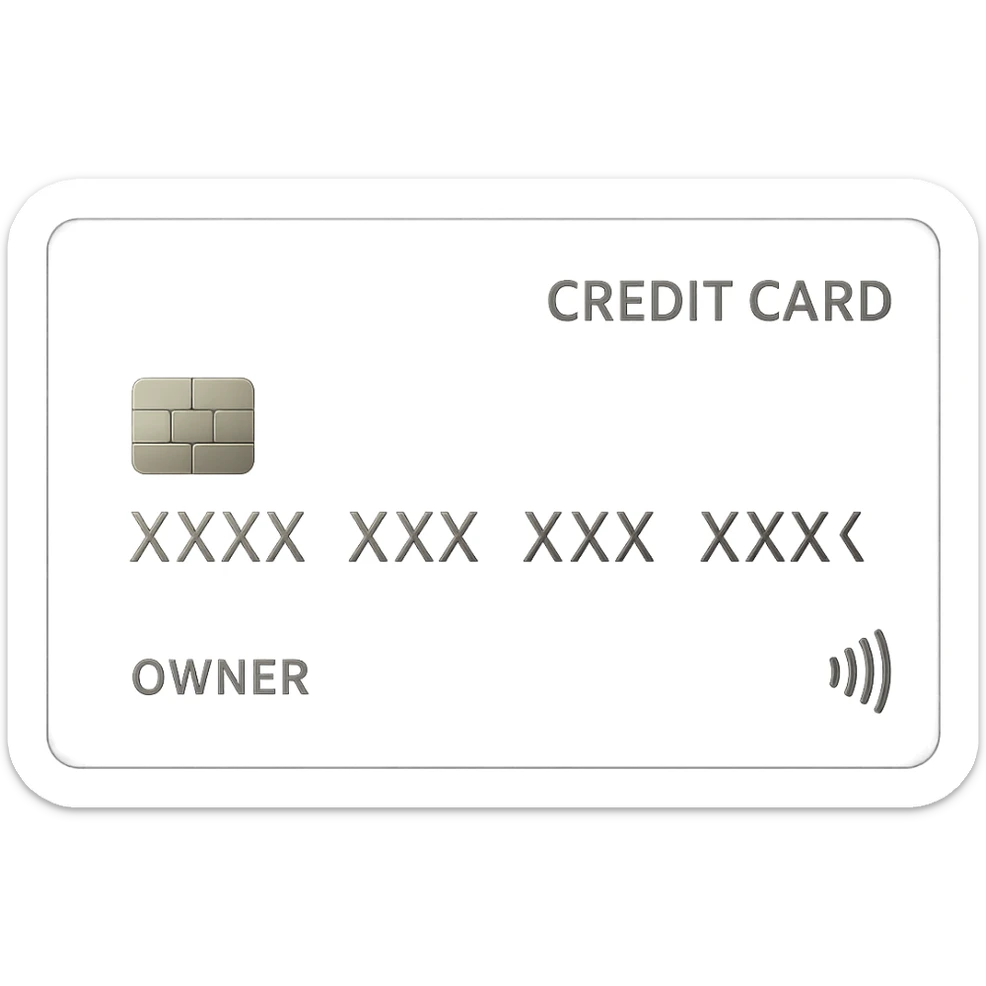 Add the name 'OWNER' and show the card number as XXXX XXXX XXXX XXXX, keeping the style shiny, modern, and minimal, with no background. The style should be shiny, modern, and minimal. sticker