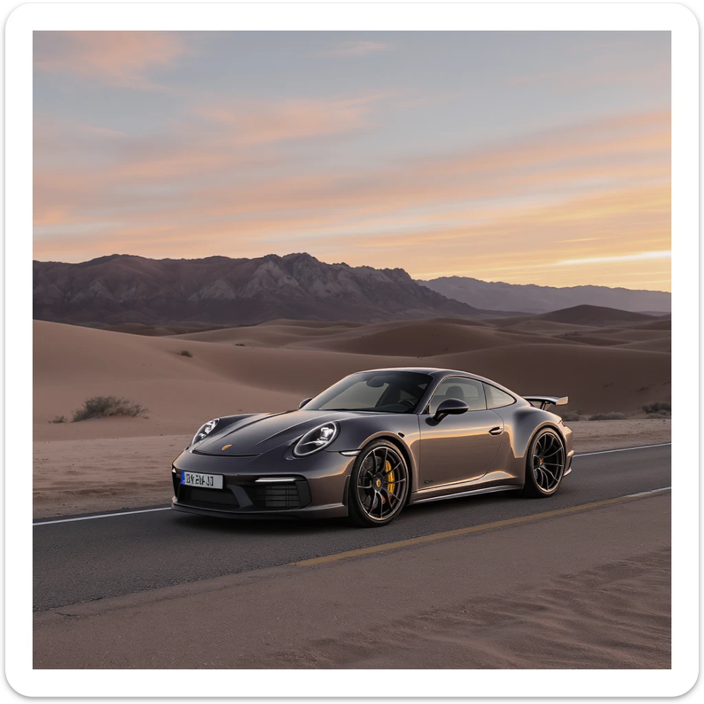A modern desert mountain, wallpaper, modern, porsche 911, sunset sticker