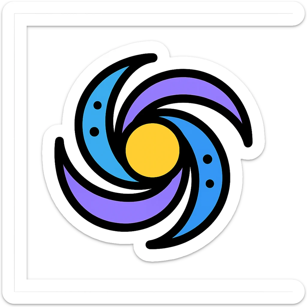 color outline icon of a galaxy with swirling spiral arms, blue and purple accents, bold outlines, modern and vibrant, no text sticker