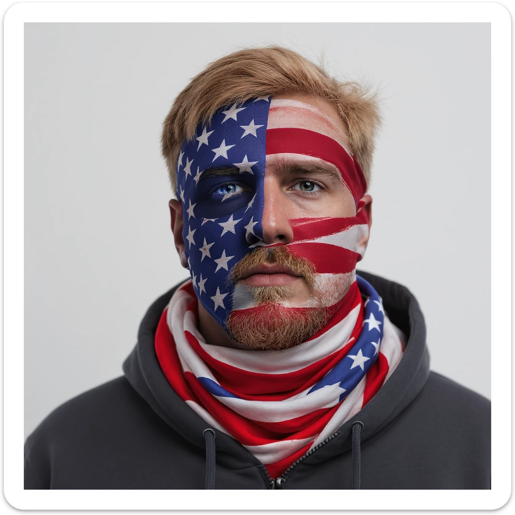 realistic upside down American flag, bold red, white, and blue colors, no cartoon style, no clouds, serious protest atmosphere, no text, plain background sticker