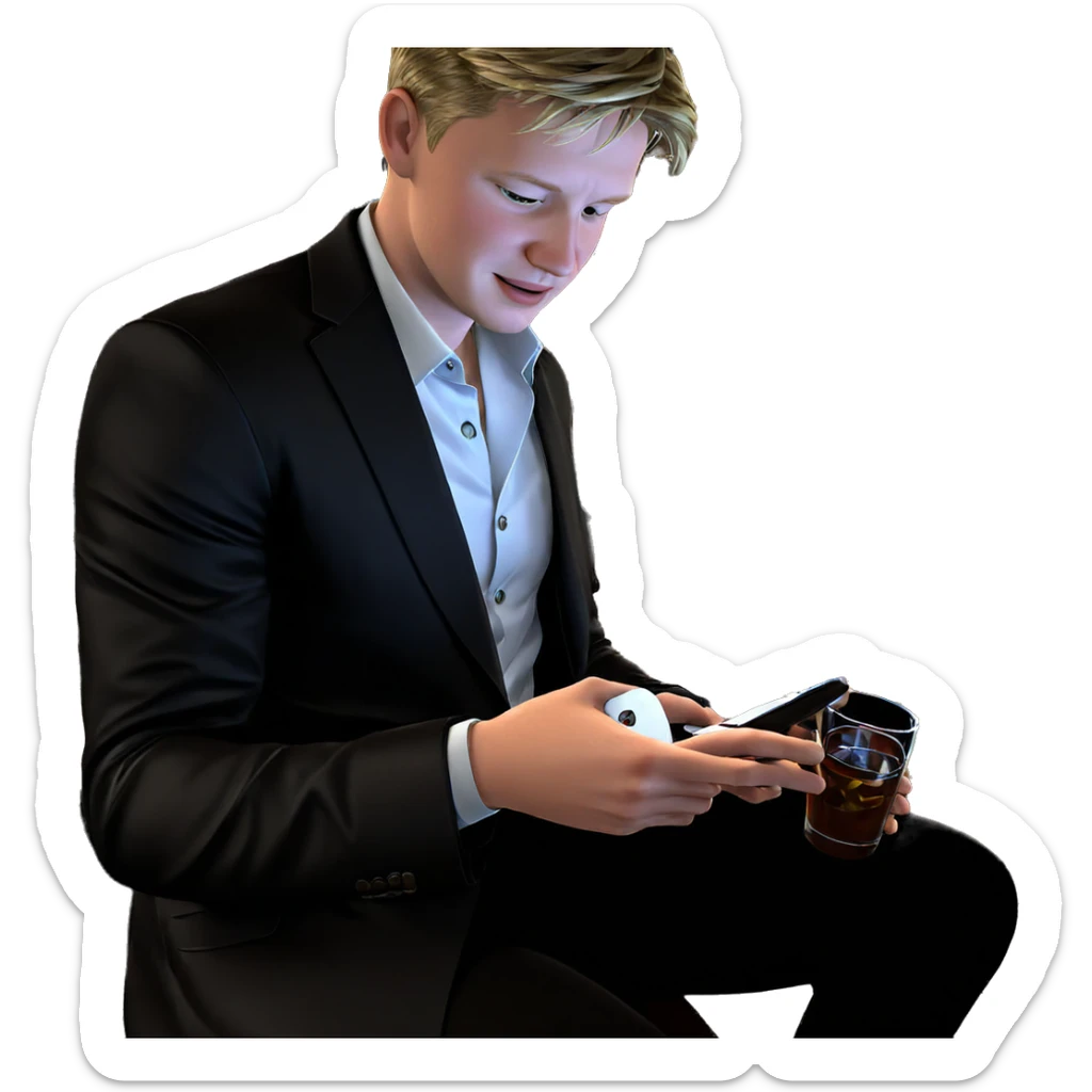 relaxed boy in bar setting sticker