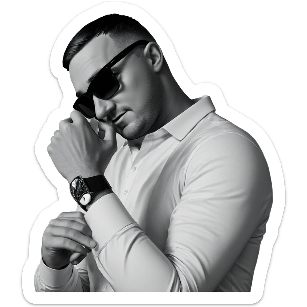 monochrome portrait of a man sticker