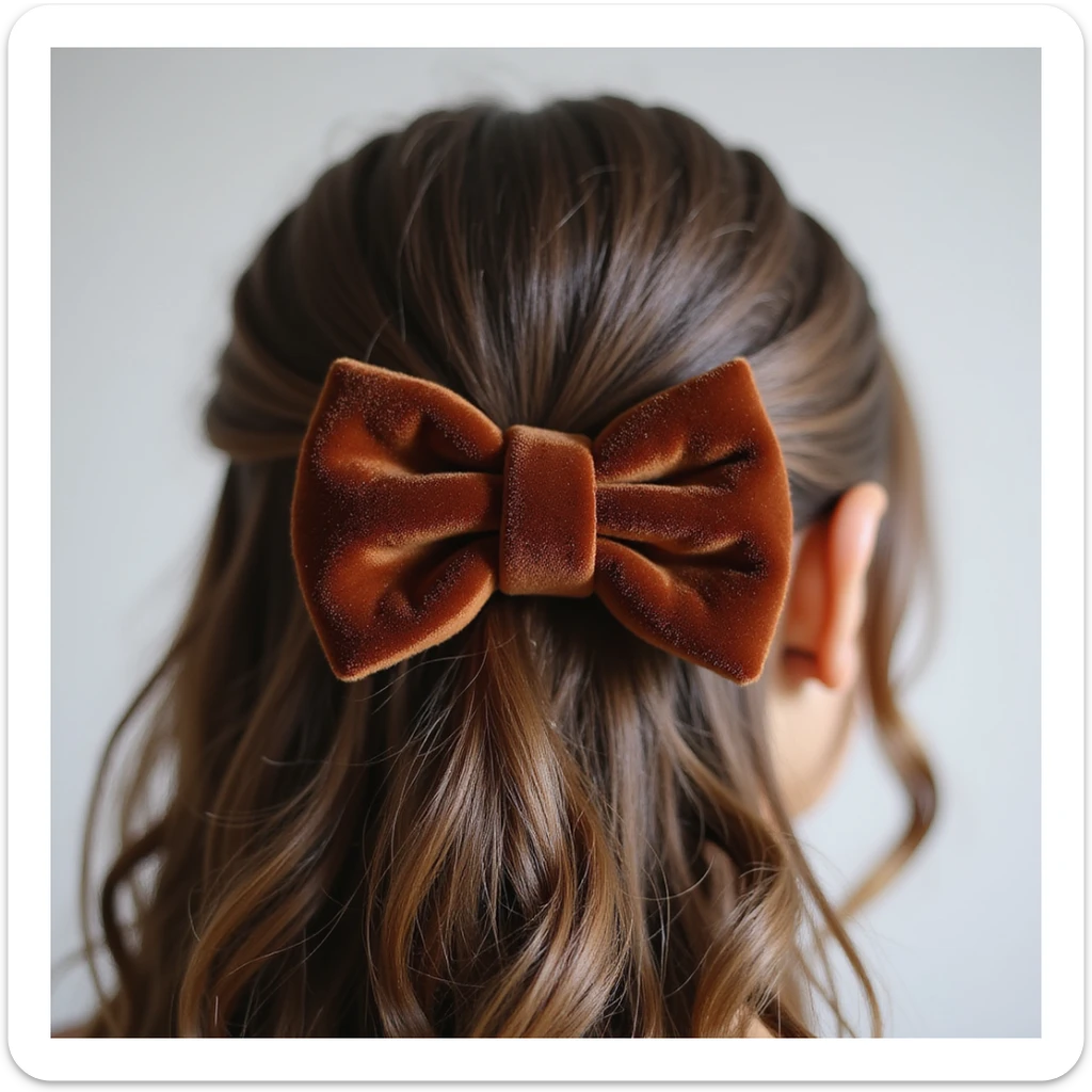 realistic hairclip made of velvet fabric, photorealistic style sticker