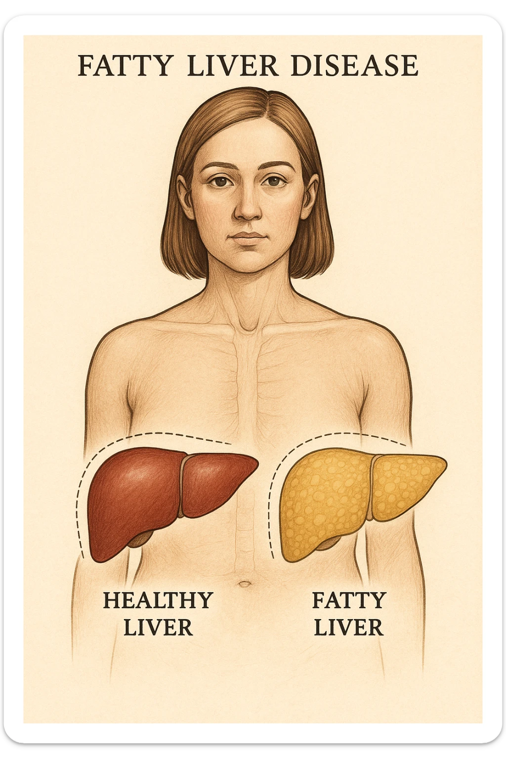 donna con fegato grasso sticker