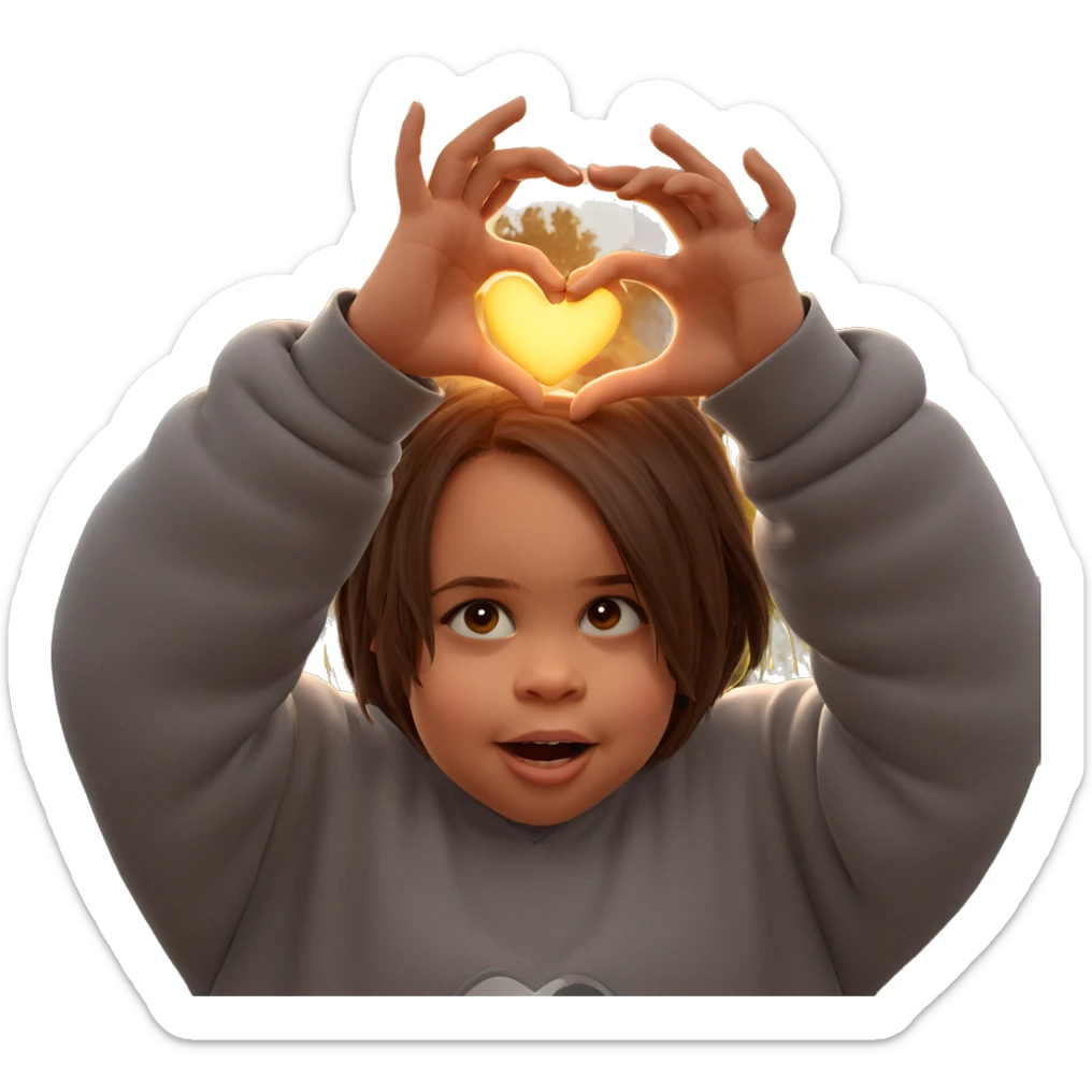 girl making heart outdoors sticker
