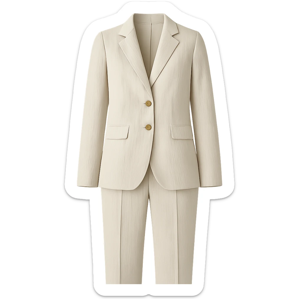 classic European women's linen suit, just the clothes, no person, white background sticker