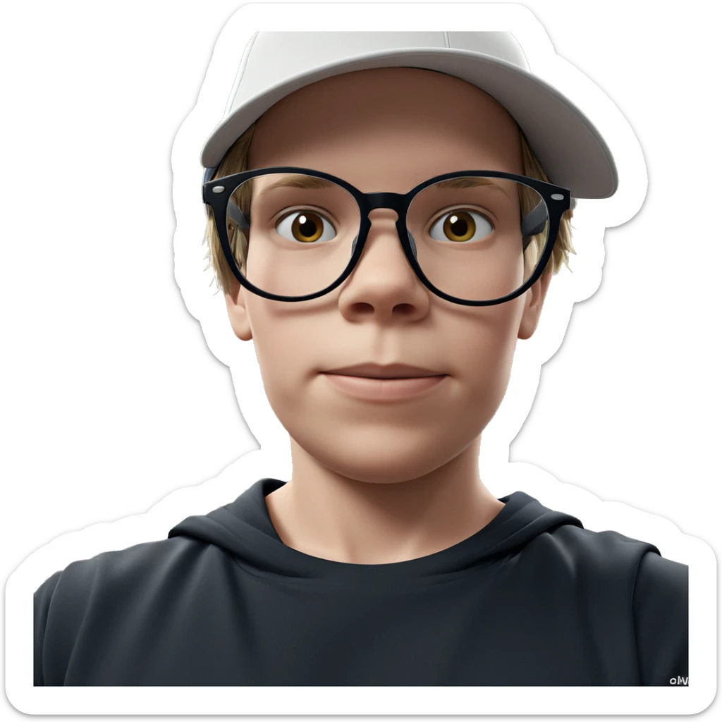 boy in glasses indoors sticker