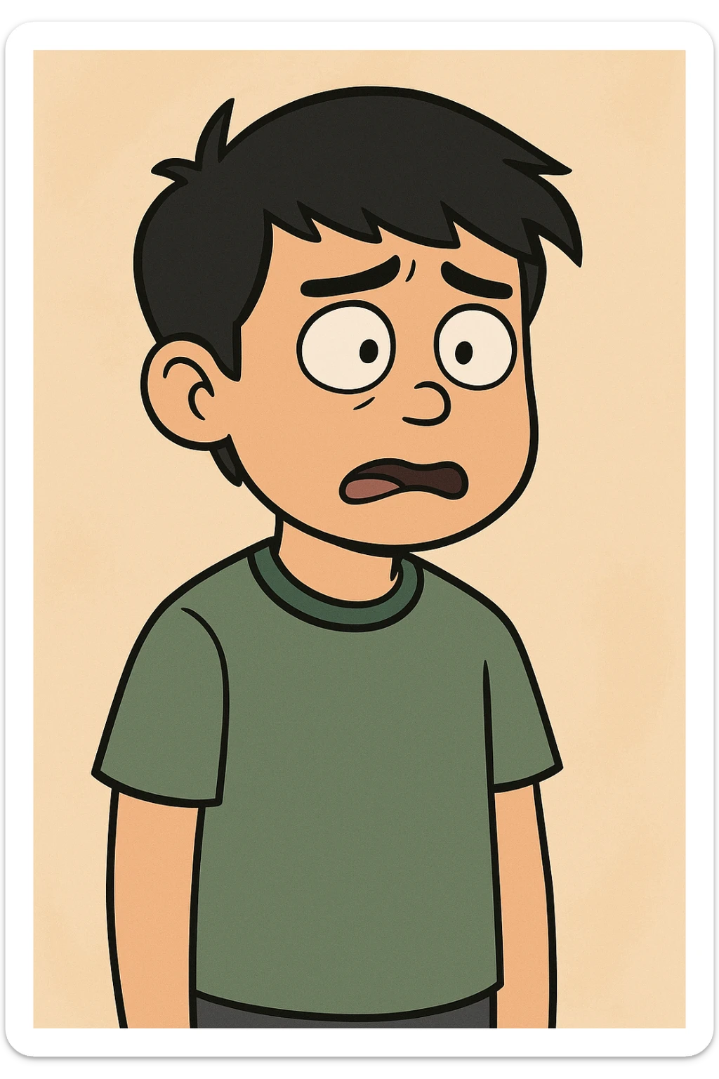 Chinese boy black hair Green t-shirts sticker