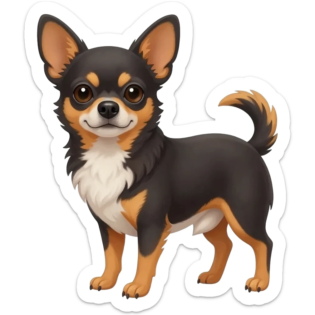 Chihuahua marron noir et blanc au ventre sticker