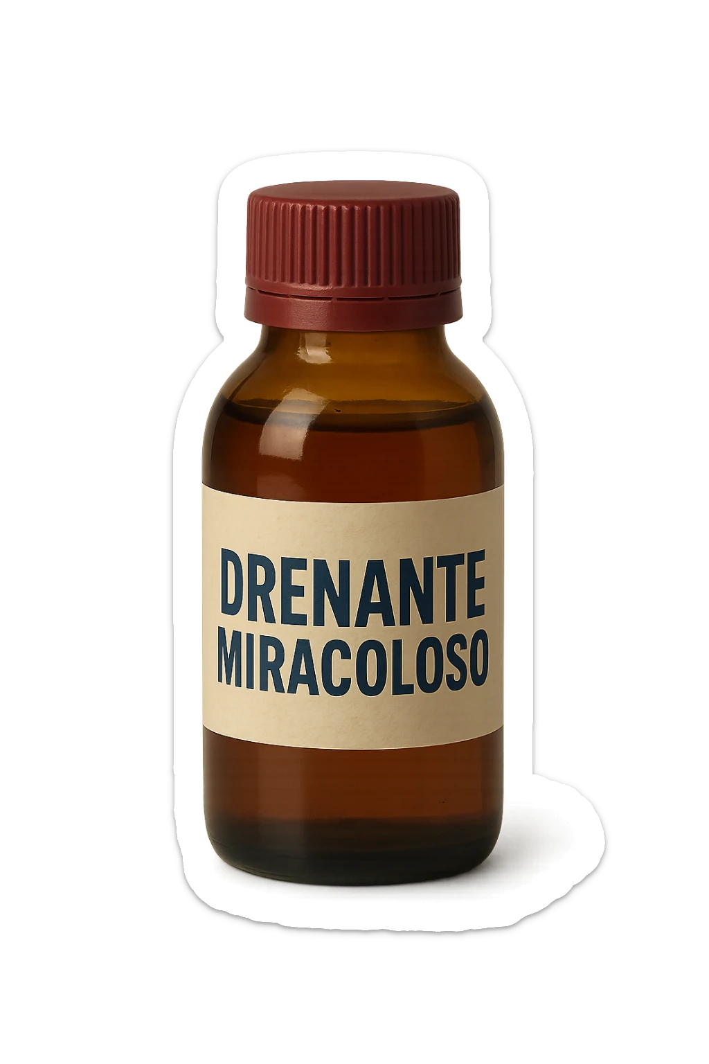 boccetta di drenante da bere, con la scritta "DRENANTE MIRACOLOSO" SULL'ETICHETTA sticker