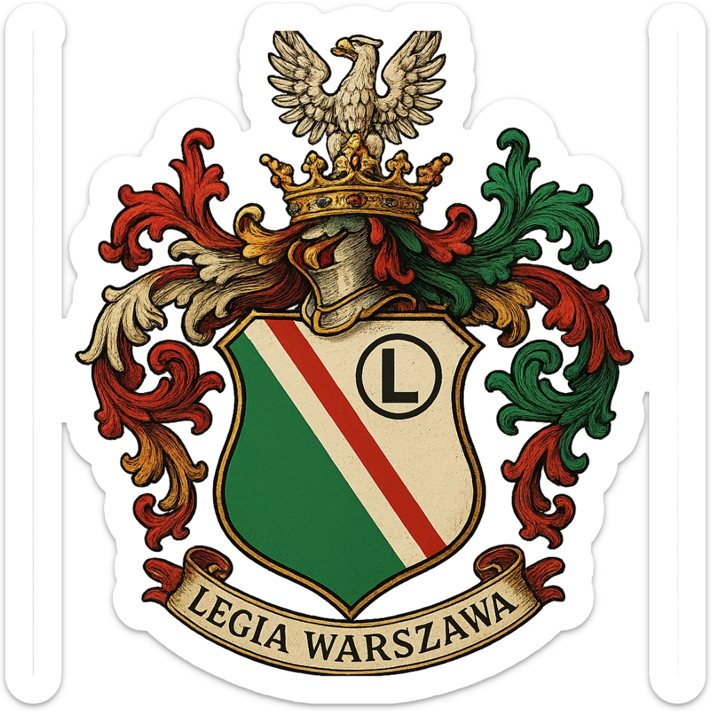 classic detailed coat of arms of Legia Warszawa on white background sticker