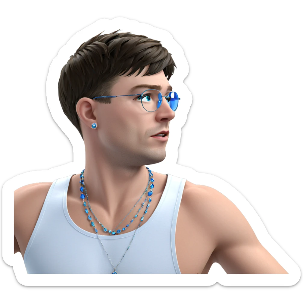 blue eyed boy with jewelry sticker