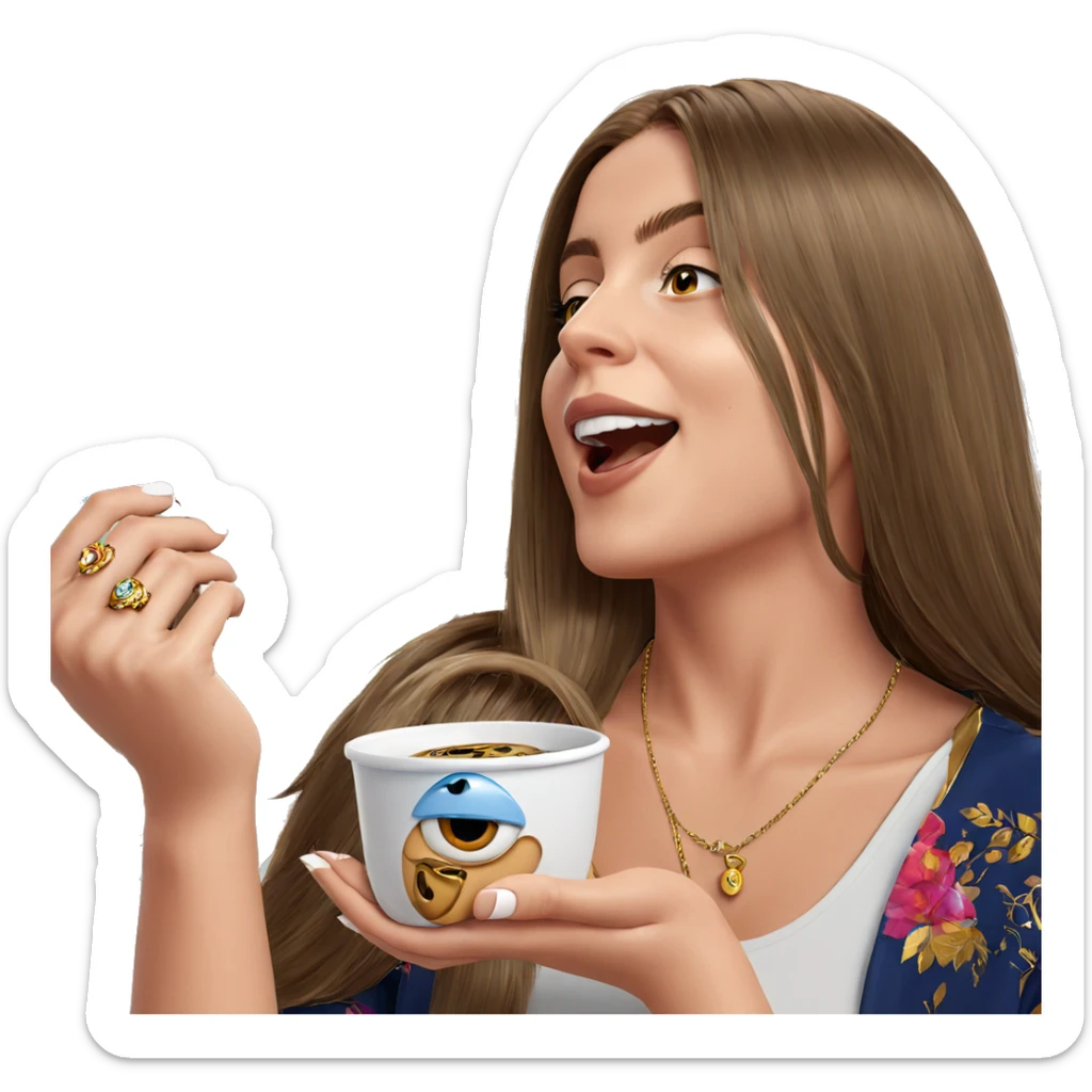 girl with jewelry and cup sticker