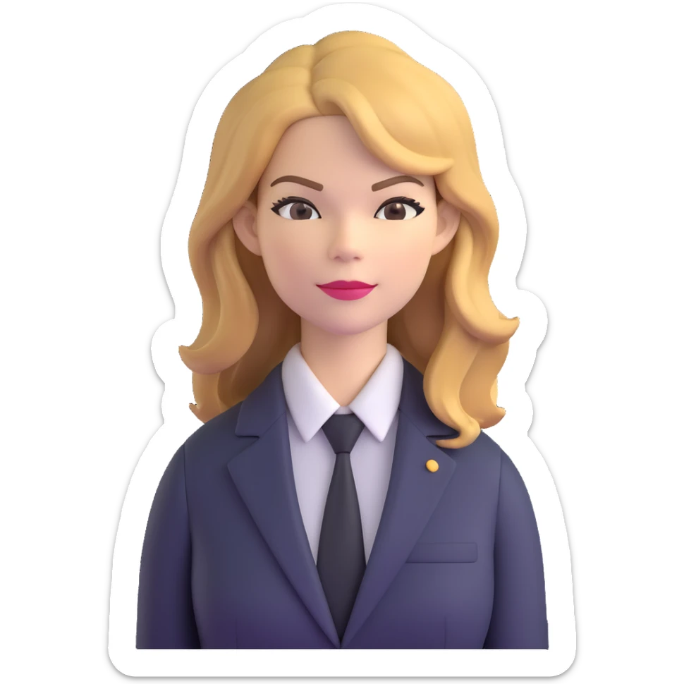 Michelle Monaghan with honey blonde hair as CEO in business suit sticker