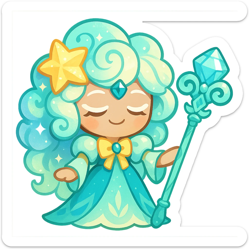 Eternal Sugar character from Cookie Run Kingdom, detailed, cute, fantasy, vibrant colors sticker