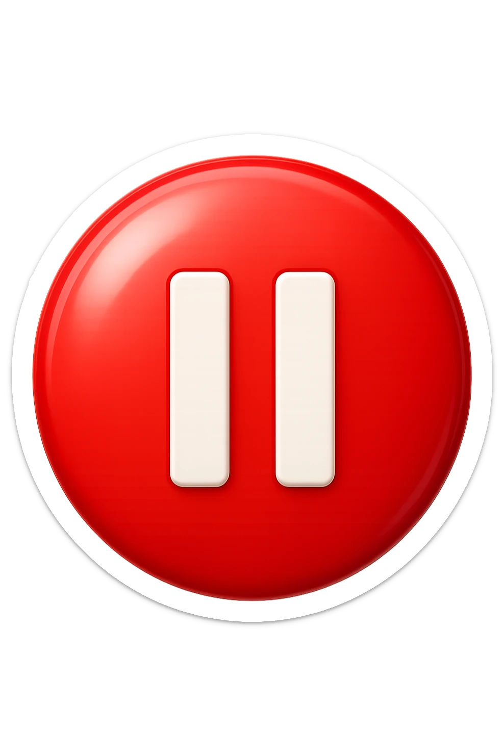 emoji stile iphone di un  simbolo di pausa in un cerchio rosso, iperrealistico 4k sticker