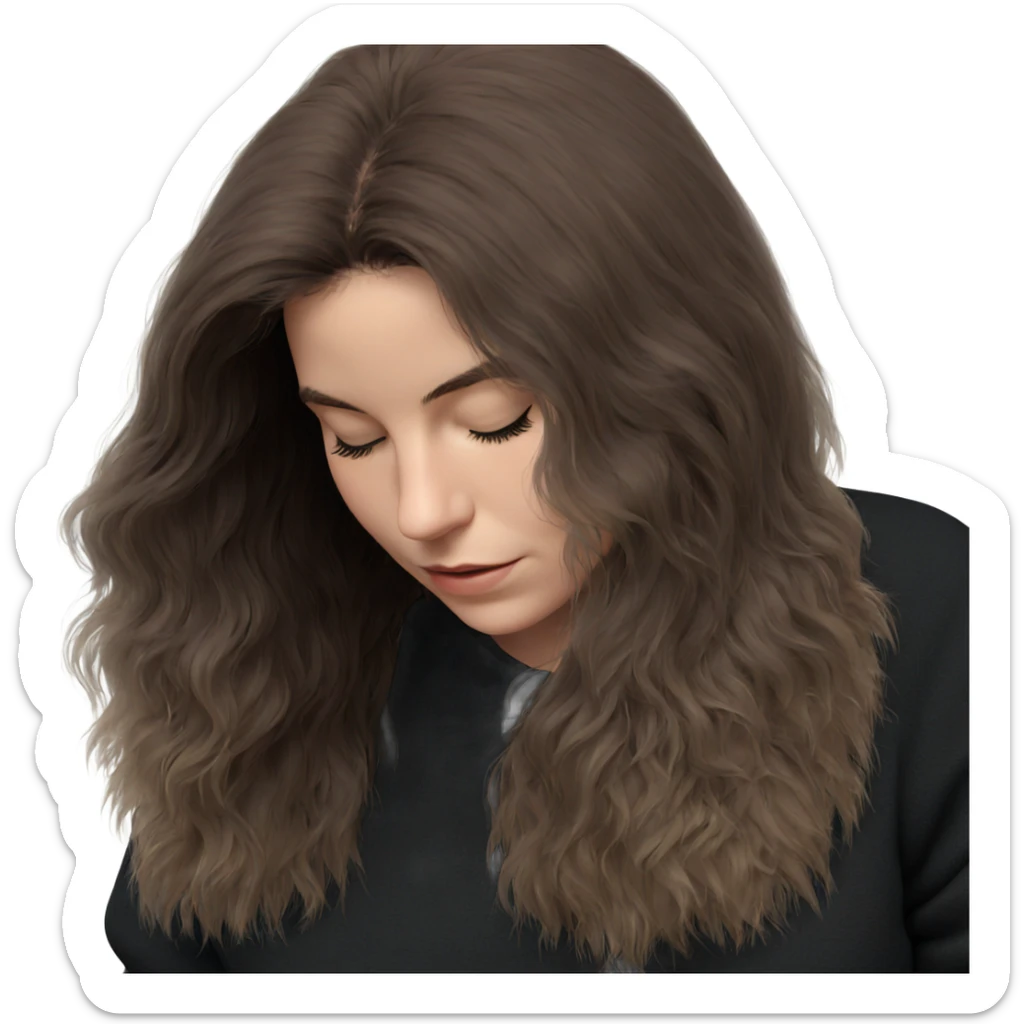 serene girl with closed eyes sticker