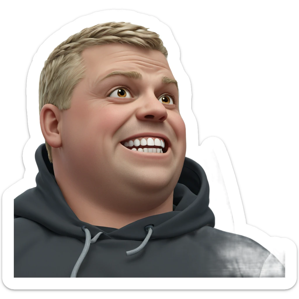 clenched teeth boy portrait sticker