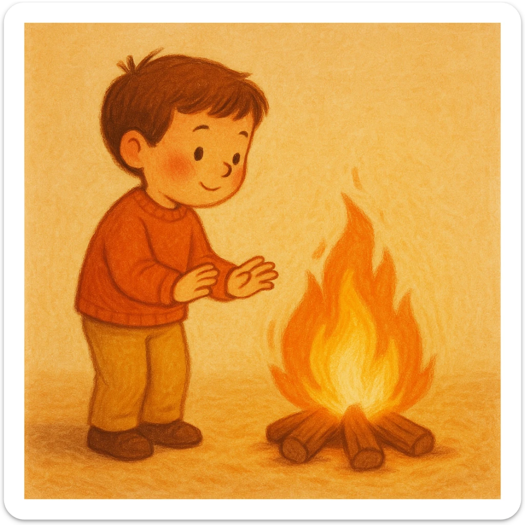 a child with a fire sticker