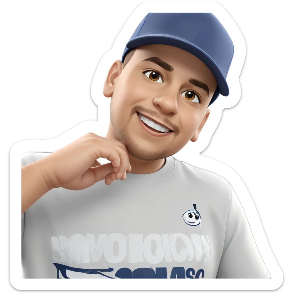 smiling boy in baseball cap sticker