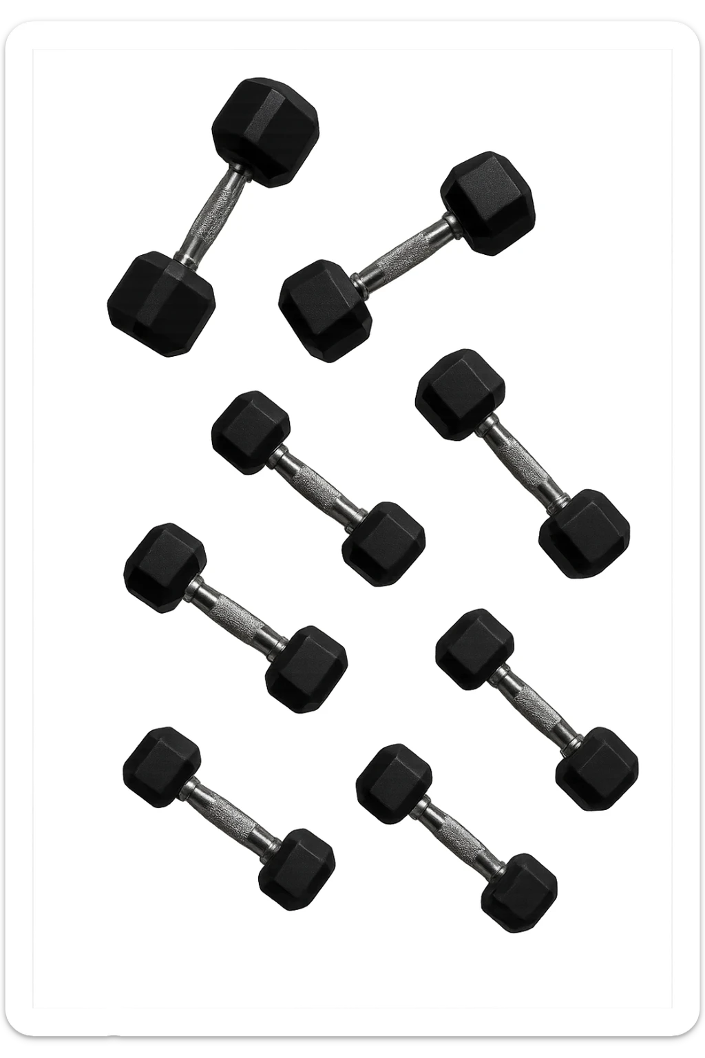 manubri da palestra cadono dall'alto verticalmente, isolata su sfondo bianco sticker