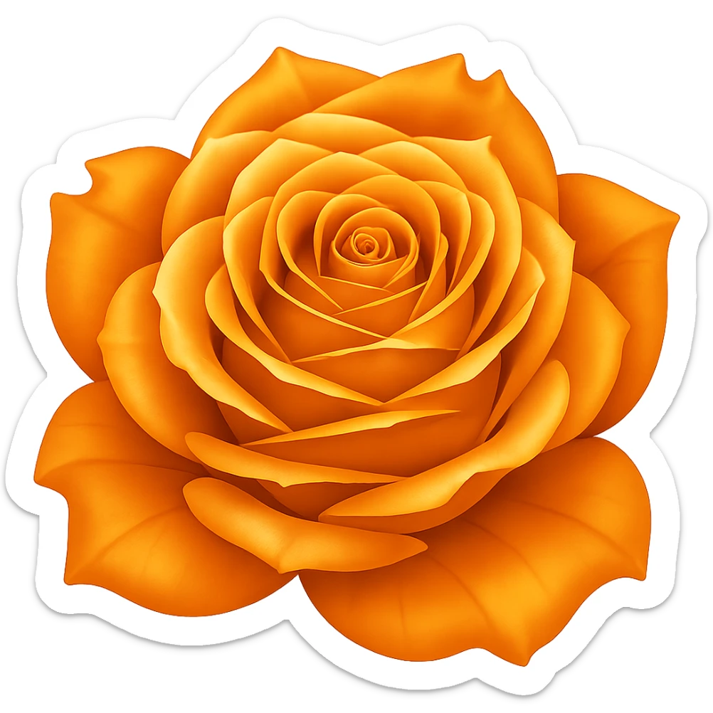 Make the frozen rose orange. The original style is emoji style, but since emoji style does not support editing, please keep the emoji style look while making the rose orange and removing the background. sticker