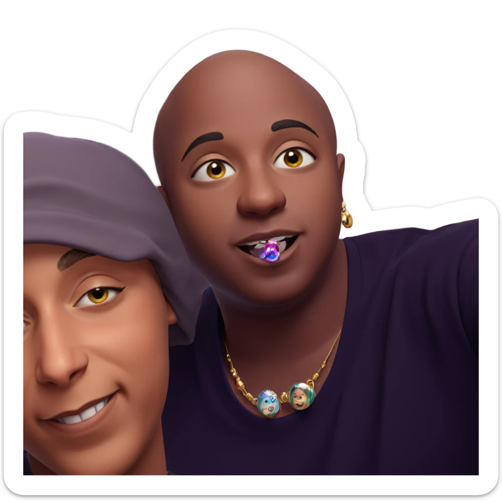 bald boy with jewelry meme sticker