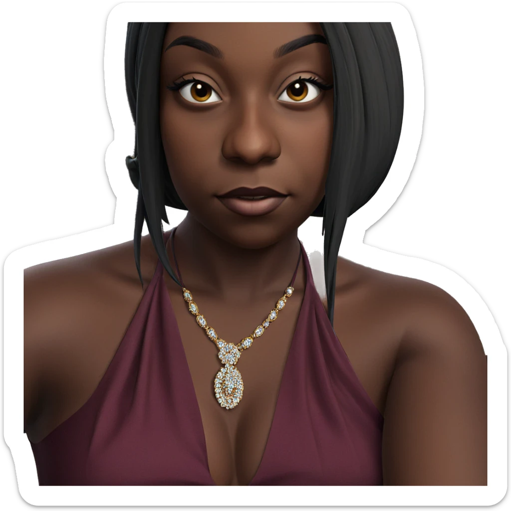 dark-skinned girl in elegant dress sticker